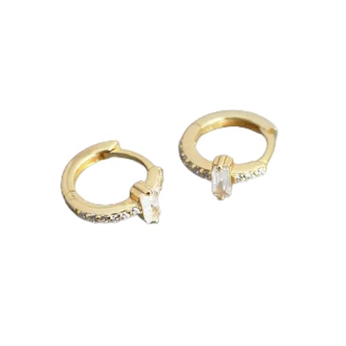 1 par de Pendientes de aro de Plata 925 con circonitas cúbicas para Mujer, Dorados