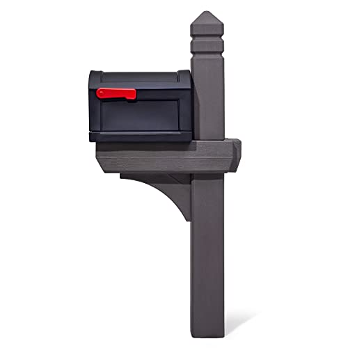Step2 Lakewood Extra Large Mailbox & Post, Weather Resistant, Large Outdoor Mailboxes, Made of Durable Plastic, Easy to Install, Flag Included, Brown