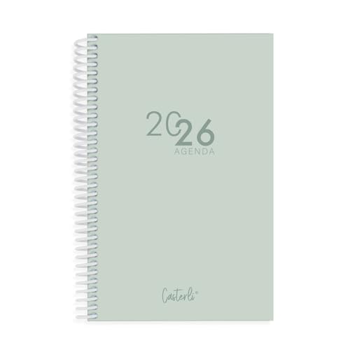Agenda Casterli Anual C5 (117×181 mm) – Semana Vista Horizontal, 176 Páginas, Planificador de Bolsillo, Encuadernación Resistente, Perfecta para Oficina, Escuela y Uso Personal (Verde, C5)