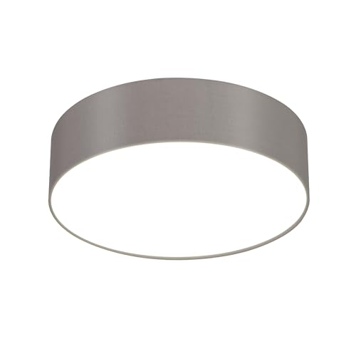 RLCLUTW LED Deckenlampe 38 cm mit Stoffschirm – Moderne Deckenleuchte flach für Wohnzimmer, Schlafzimmer & Küche – Lampe Decke E27, Taupe (Grau, 1 Pack)