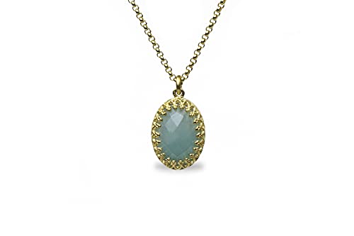 Collier aigue-marine en or 14k, un bijou de tous les jours délicat pour femme active