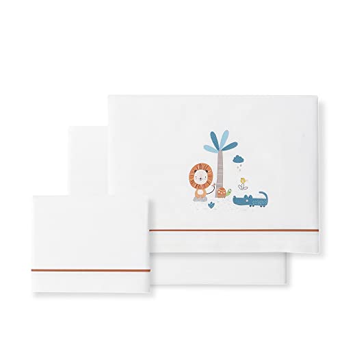 Parure de lit en coton pour mini berceaux blanc orange et drap pour bébé