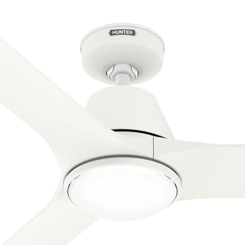 Image of Hunter 52 inch Aeronaut Outdoor Smart Ceiling Fan, LED Light, Remote, White