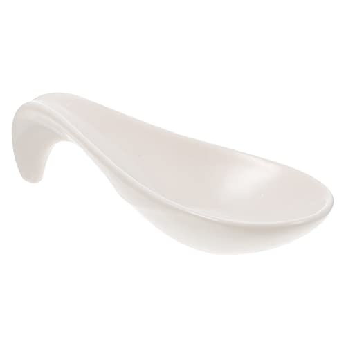 Mipcase Cucchiaio Creativo Per Caviale in Ceramica Bianca, Poggia-bacchette Multifunzione Bordi Lisci e Superficie Facile Da Pulire, Per Degustazioni e Cucina Gourmet