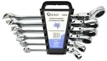 FLEXIBLE HEAD RATCHET WRENCH COMBINATION SPANNER SET 8-19MM 6PCS G10339