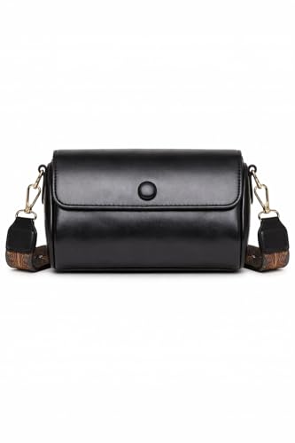 Image of Vintage Leather Crossbody Sling Bag with Decorative Patterned Strap for Daily Use, Travel & Shopping, Phone Purse with Adjustable Strap - Lightweight Casual Trendy Bag for Ladies & Girls