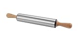 Rolling Pin with Wooden handle,9.6inch Stainless Steel Roller, rolling pins for baking,Which can be