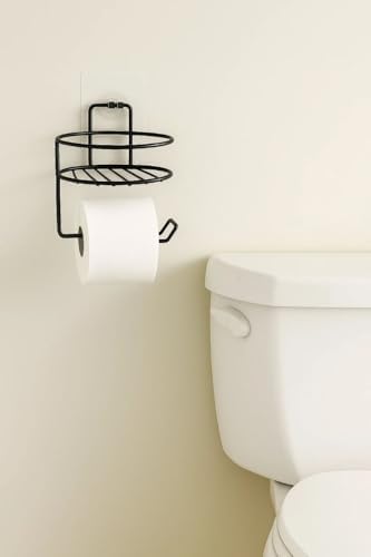 Orret Home Yapışkanlı Tuvalet Kağıtlığı – Mat Siyah Metal Tuvalet Kağıt Tutacağı ve Yedek Standı, Delmeden Montaj, Suya Dayanıklı Banyo Organizeri (Yuvarlak) - Görsel 2