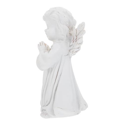 Homoyoyo Figura de Ángel de Resina Blanca Decorativa Detallada Escultura de Ángel Orante para Decoración de Escenas y Escritorio Adorno Compacto y Único