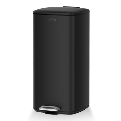 Caneca de basura negra cuadrada 8 gal acero inoxidable