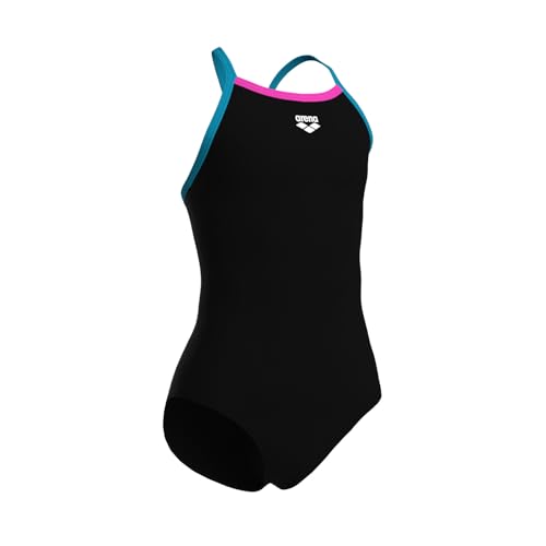 Image of Arena Girls' Feel Solid Light Drop Back Swimsuit Thin Straps Stretchy One Piece Kids Bathing Suit
