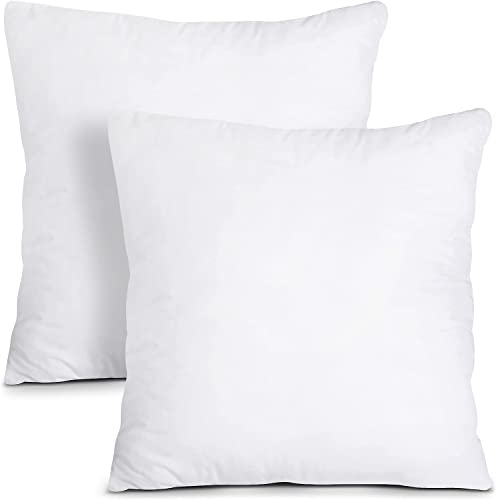 Perfect Sleeper 22x22 Inch Set of 2 Plain White Throw Pillow Insert - Cozy and Soft Sofa Microfiber Fill Cushion for Stylish Home Decor - White