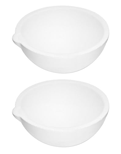 QWORK Ceramic Crucible Bowl, 2 Pcs Quartz Melting Dishes Pot for Melting Casting Refining Gold Silver Brass Alloy, 500g