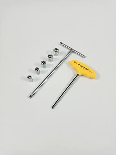 Image of 1 /4 inch Drive T-Handle with 8mm, 9mm, 10mm, 11mm and 12mm Hex Socket Set and 5mm Hex Allen Key, Anti-Slip & Anti-Corrosion properties (Combo 13)