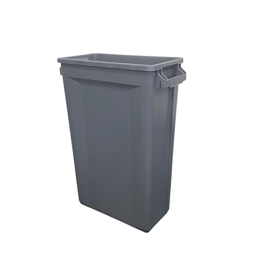 Chabrias Ltd 87 Litre Grey Slim Recycling Bin Space-Saving Vented Waste Container - Narrow Mixed Recycling Waste Receptacle for Home, Office, Kitchen and Commercial Use