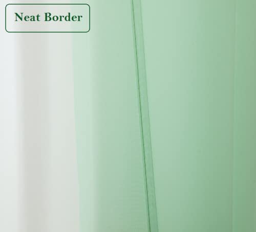 Pi Mint Sheer Curtains With Grommet,Light Cool Voile Textured Long Window Curtain For Outdoor/Patio/Kids Room 2 Panels (W52 X L130, Mint Green) #TOP3