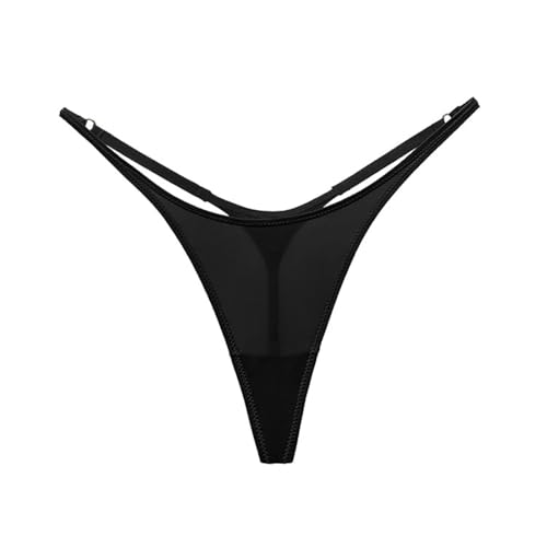 YUEZHAN Unterhosen ​Höschen Sexy Glatte Modische EIS Seide Tanga Für Frauen Fitness Sport Niedrige Taille Atmungsaktive Hohe Gabel T-Shirts S Schwarz
