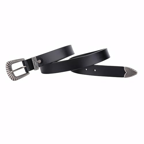 Women’s 1.10″Fashion Black Retro Vintage Leather Belts for Jeans Pants Dresses Ladies Waist Belt with Designer Buckle3