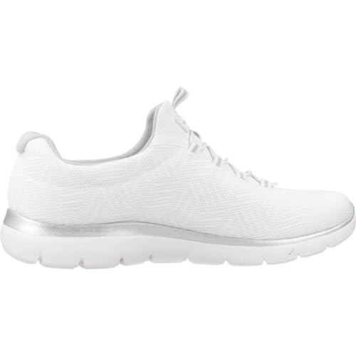 Skechers Femme Summits Artistry Chic Espadrilles, White Mesh/Silver & Gray Trim, 37 EU
