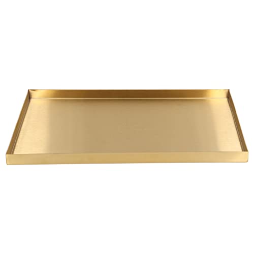 Gold Rectangle Tray, 12 x 8 Inch Stainless Steel Gold Plate Serving Tray, Decorative Cosmetic Perfume Jewelry Display Tray, Ottoman Dish Table Centerpieces for Vanity, Bathroom, Wedding, Christmas by Tomotato - Used condition - CA$32.26