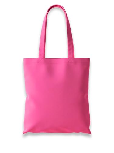 Wonky Line Bolsa de Tela 100% Algodón 38x42cm con Asas Largas 70cm | Tote Bag Reutilizable y Lavable para Compras, Universidad, Trabajo y Uso Diario | 13 Colores   Rosa