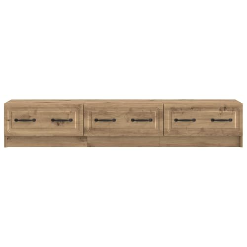 Meuble TV en chêne Artisan de 147 cm de long avec 3 tiroirs de rangement