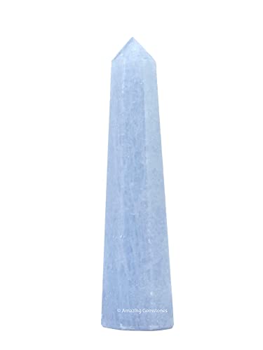 Image of Amazing Gemstone Blue Calcite Celestite Crystal Towers ~ Natural Healing Crystal Point Obelisk for Reiki Healing and Crystal Grid (3 inch to 4 inch INCH)