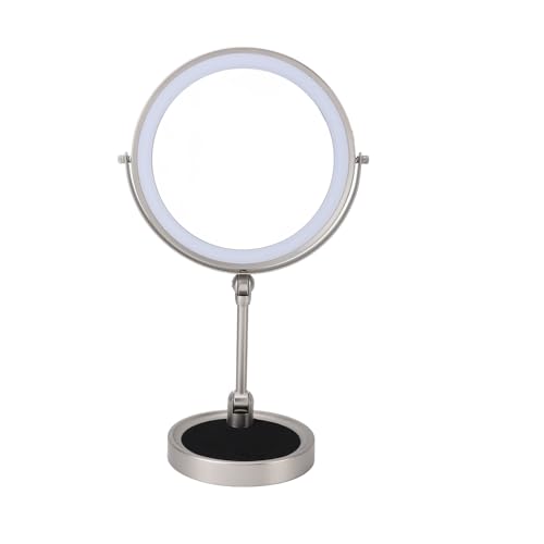 Espejo de maquillaje de doble cara con iluminación táctil regulable 4