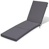 Ferocity Coussin pour Chaise Longue de Jardin 192x58x4 cm Pliable | Coussin pour Chaise Longue à roulettes résistant aux intempéries et Lavable avec Housse Amovible | Modèle Gris FONCÉ Graphite [145]