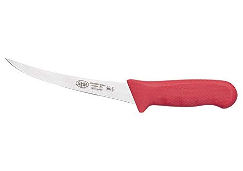 Winco 6" Commercial-Grade German Steel Boning Knife, Curved, Red #TOP12