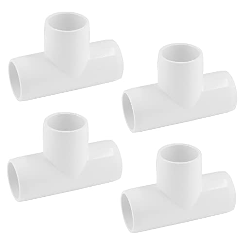 Unlorspy 4 Pack 3/4" Tee PVC Fitting, 3 Way PVC Connectors 3/4 Inch, 3 Way Pipe Joint, Tee Furniture Grade for 3/4 inch Pipe, DIY Shelf, Water Supplies (White, 3/4 inch)