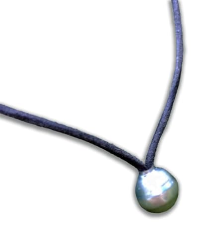 Pulsera de tobillo con perlas de Tahití en cuero para looks de playa
