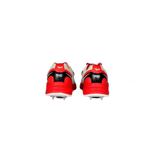 Image of Sega star impact Reach Spike Shoes, White and Red, Metal Spikes, Velcro Strap