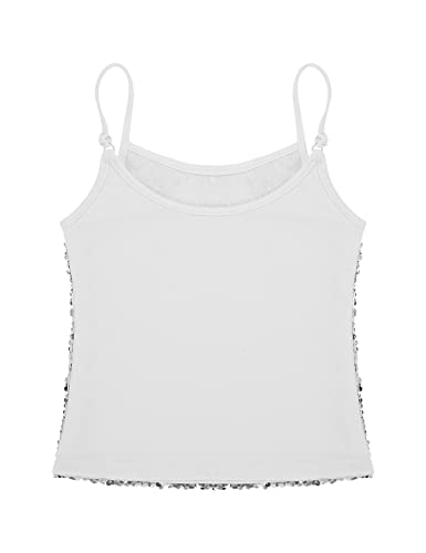 Jhaoyu Kids Girls Shiny Sequined Camisole Top Ballet Latin Modern Dance Performance Costume Tank Top Vest