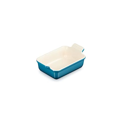 Le Creuset Heritage rektangulär tallrik, stengods, 19 cm, 1,1 liter, djup blågrön