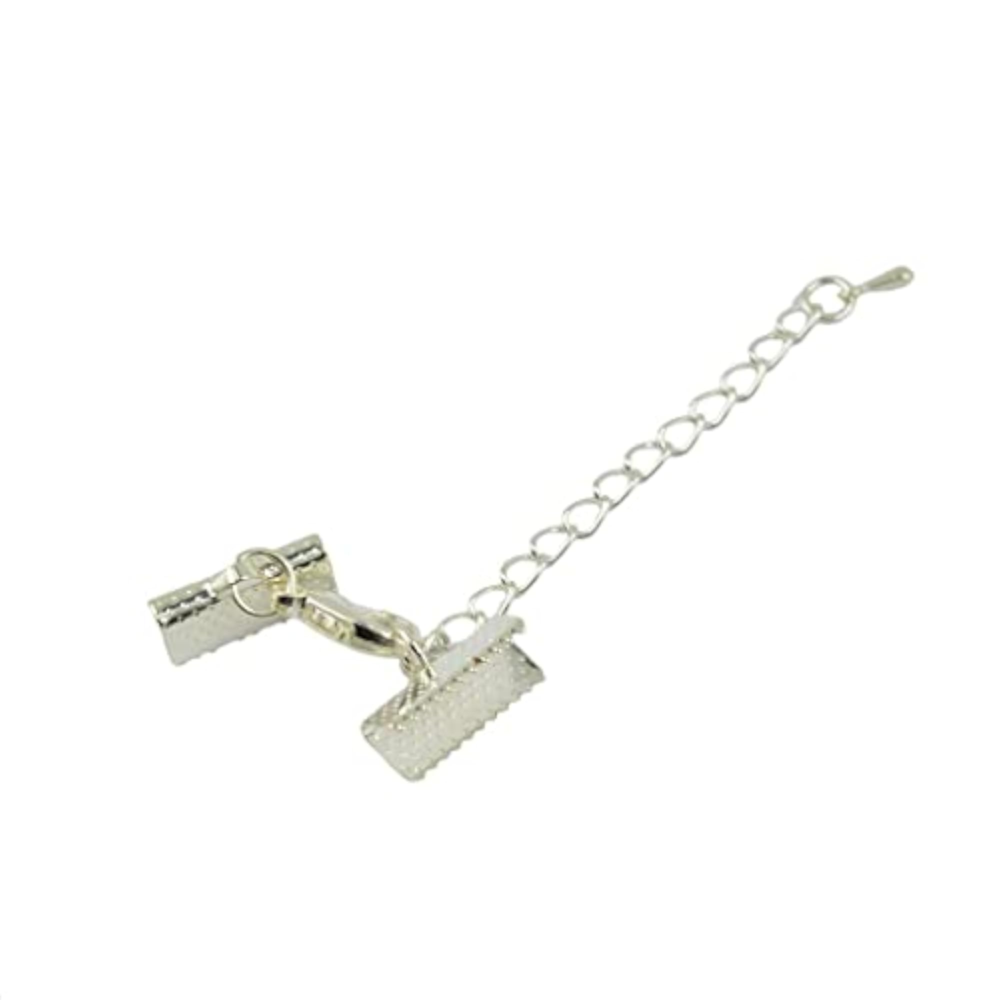 Silver White Plated Lobster Clasp Clip Ends Extender Chain Set