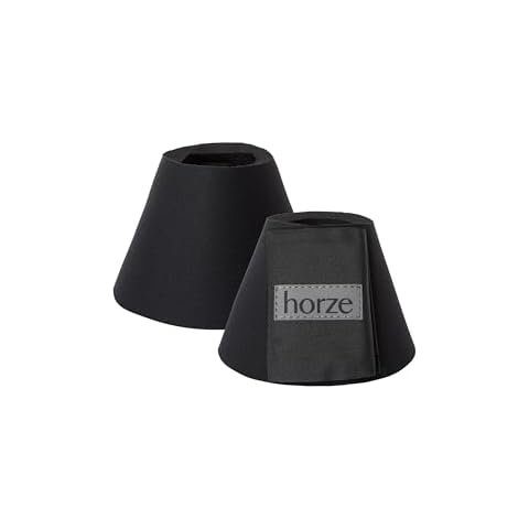 HORZE Pro Overreach Bell Boots for Horses | Neoprene Pair - Black - XL Cover