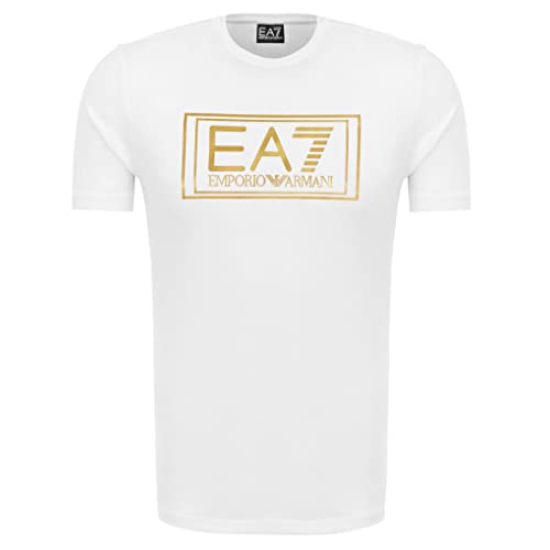 Emporio Armani Camiseta para hombre EA7 6HPT51 PJM9Z, manga corta, cuello redondo, Color blanco., L