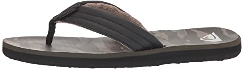 Quiksilver Boy's Strap Flip-Flop, Black/Green/Black, 11 Big Kid #TOP7