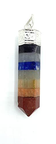 Image of THE CRYSTAL HUB - 7 Chakra Pendant in Tree, Pencil, Popsicle shape for Reiki & Crystal Healing