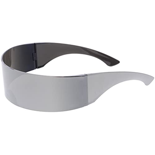 Image of zeroUV - 80s Futuristic Cyclops Cyberpunk Visor Sunglasses with Semi Translucent Mirrored Lens Shield Sunglasses