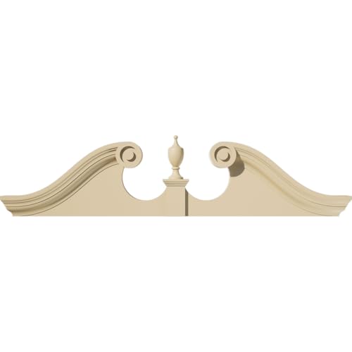44"W x 11"H x 3"P Rams Head Signature Urethane Pediment (Urn Ships Unattached in Box), Primed Tan
