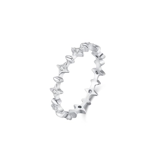 KnSam Au 375/585/750 - Anillo de boda (oro blanco, 9 K/14 K/18 K, talla 47-65), Oro blanco 375 de 9 quilates, Diamante