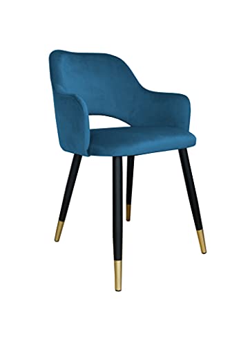 Gepolsterter Stuhl Milano, Samtstoff, Metallbeine: Schwarz + Gold (MG33) Cover