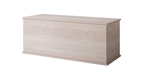 MB Muebles Bonitos | Coffre de Conteneur Rangement Organisateur Pouf Modèle Ariel | Longeur 100cm x Hauteur 40 cm x Profundeur 40cm | Melamine | Couleur Sonoma Cover