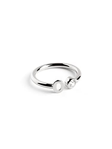 SINGULARU - Anillo Personalizado Letter Spark Plata. Ajustable. Plata de Ley 925 con Acabado Baño de Rodio. Talla Unica. Joyas para Mujer. Letra O