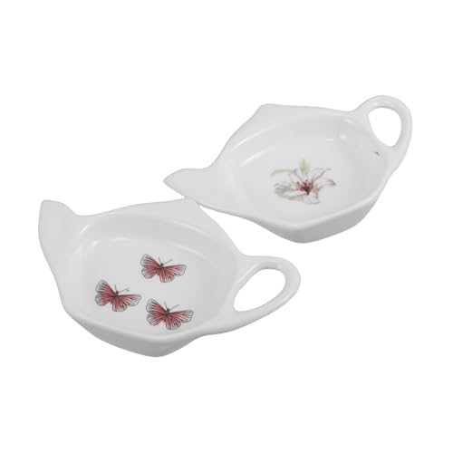 Cabilock 2pcs Elegant Teapot Shaped Dish for Tea Bag Storage Spoon Rest Seasoning Plate for Tea Lovers