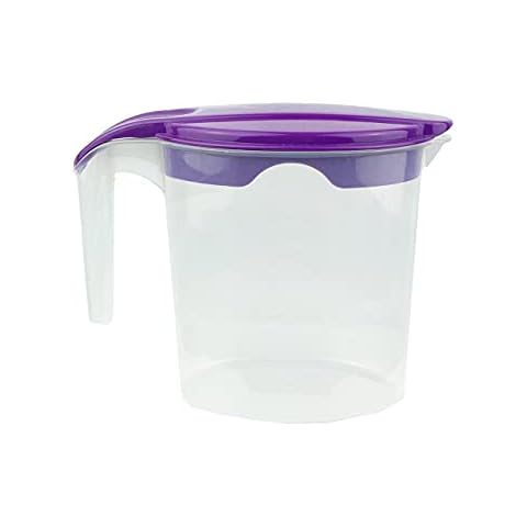 1 Liter Plastic Water Fruit Juices Jug Milk with Lid and Easy in Pouring (Purple, 1) Cover