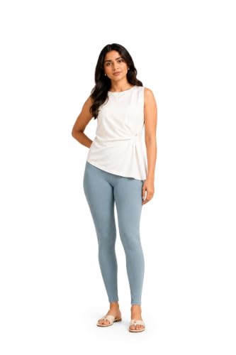 Image of Women's Cotton Lycra Ankle Length Leggings | Regular Rise, Soft 4 Way Stretch Fabric | Casual & Ethnic Wear