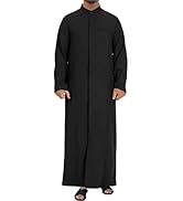 YAOHUOLE Kaftan for Men Long Sleeve Muslim Thobe for Men Button down Men Kaftan Thobe